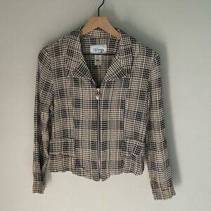 Vintage Valentines Heart Zipper Black and Cream Gingham Top Jacket Shacket